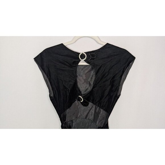 Vtg 90s Jay Jacobs Party Dress sz 5 Open Jeweled Back Knee Length Sheath Velvet - Picture 6 of 12